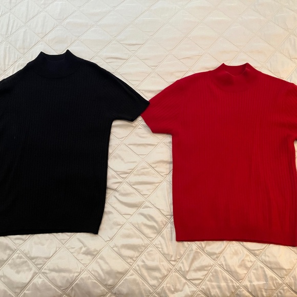 Lot of 2 Wool & Merino Wool Short-Sleeve Sweaters Made in Australia & Hong Kong - Picture 1 of 6